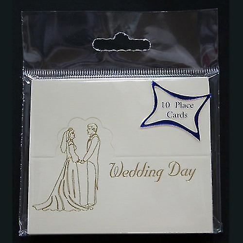 NPK Wedding Day Decorated Placecards (Pack Of 10) White/Gold One Size