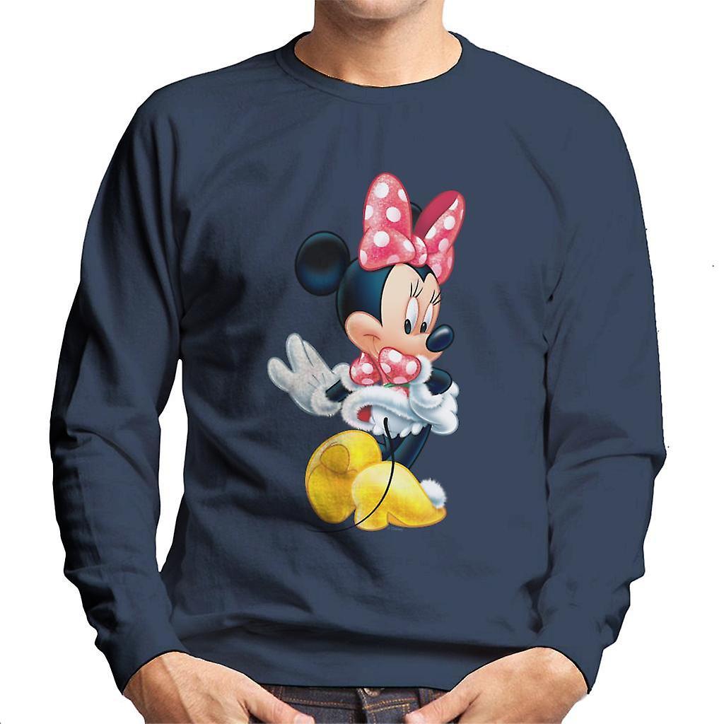 Disney Christmas Minnie Mouse Showing Off Her Shoes Men's Sweatshirt Navy Blue XX-Large