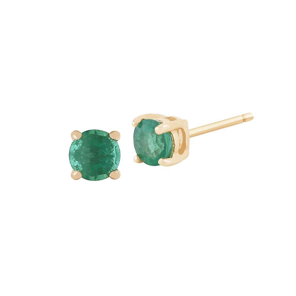 Gemondo Classic Round Emerald Stud Earrings in 9ct Yellow Gold 3.5mm 11569 Green One Size