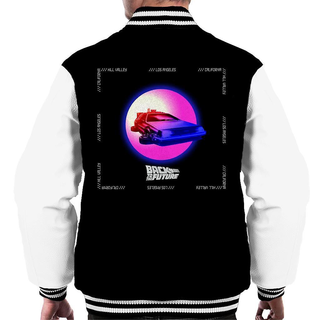 Back to the Future Delorean Purple Moon Men's Varsity Jacket Black/White Large