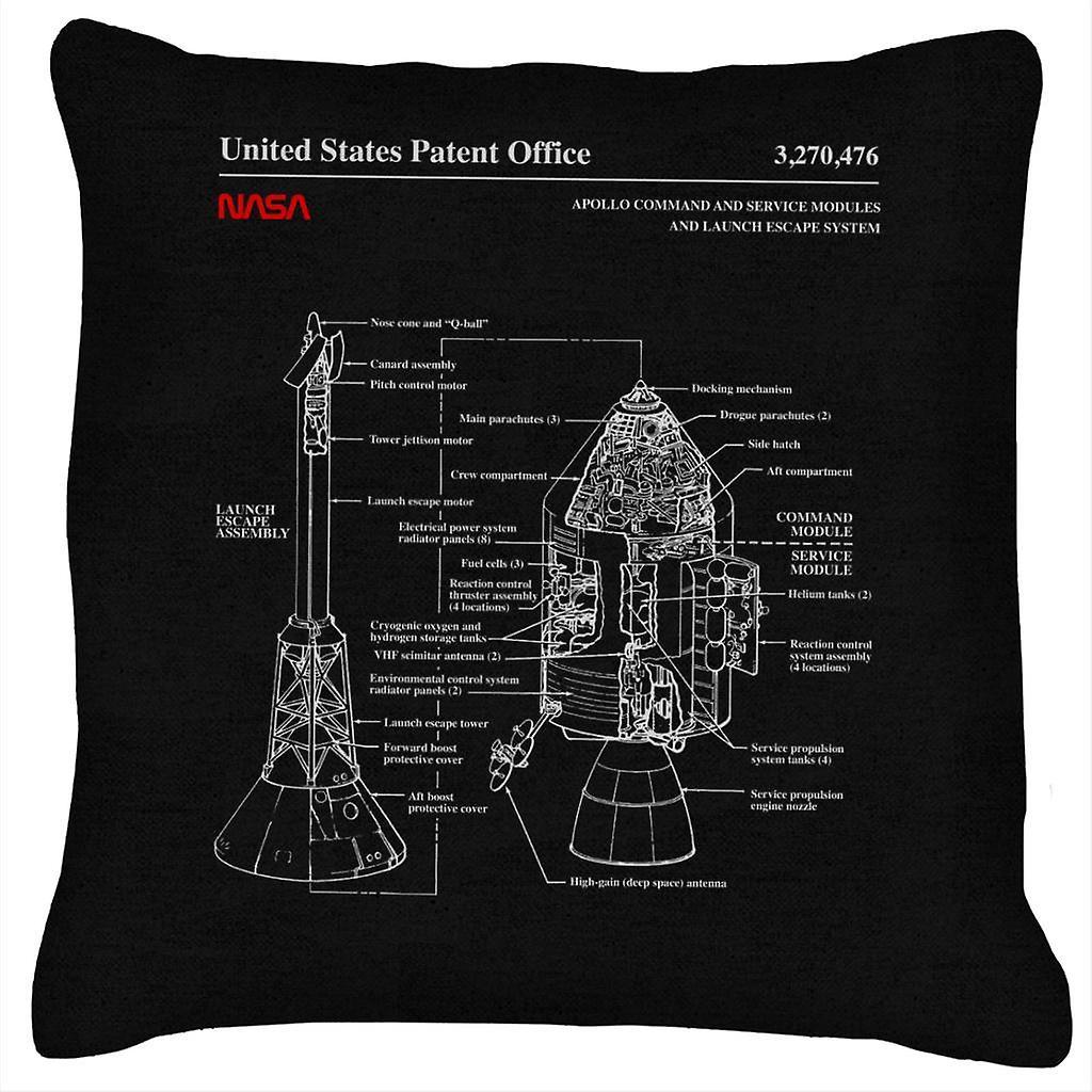 NASA Apollo CSM Escape System Blueprint Cushion Black 40 x 40cm