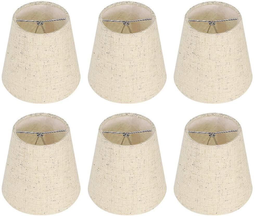 Ddyyhe 6pcs Lamp Shades Wall Lamp Chandelier Clip On Lampshade E14 Screw Linen Small Lamp Shades For Table Lamps