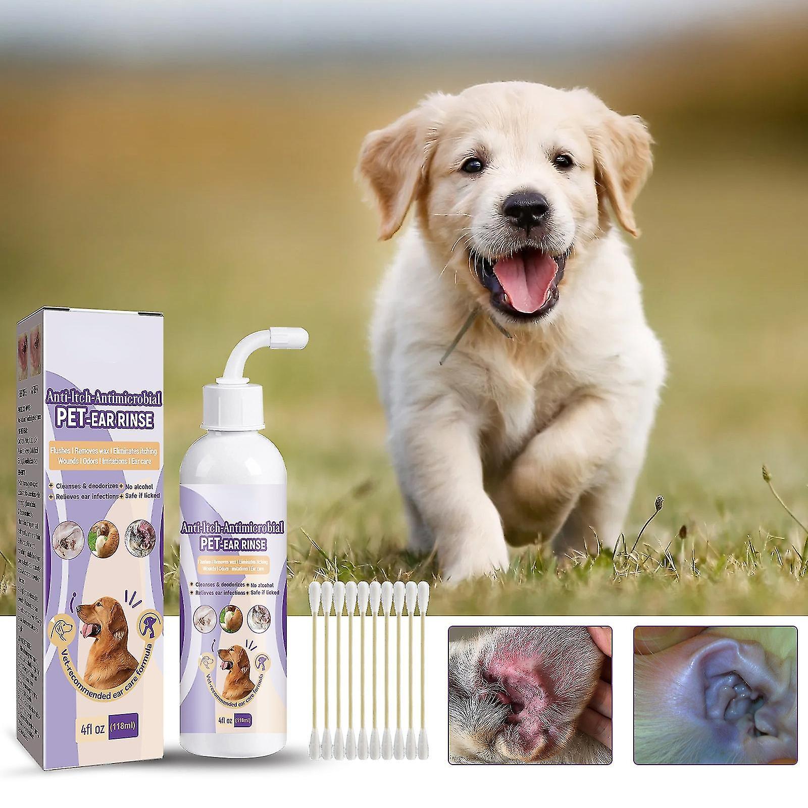 Tianzun Dog Ear Cleaner, Ear Infection Treatment For Dogs Cats, Eliminates Ear Odour Reduces Pet's Head Shaking Pet Ear Rinse 1pcs