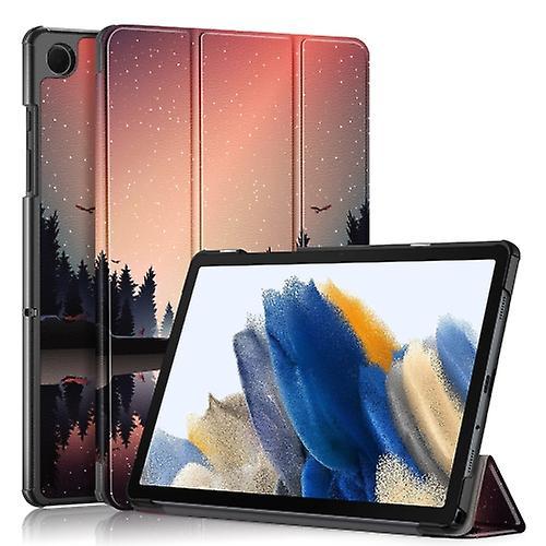 Unbrand For Samsung Galaxy Tab A9 Plus Custer Painted 3-fold Holder Smart Leather Tablet Case Twilight