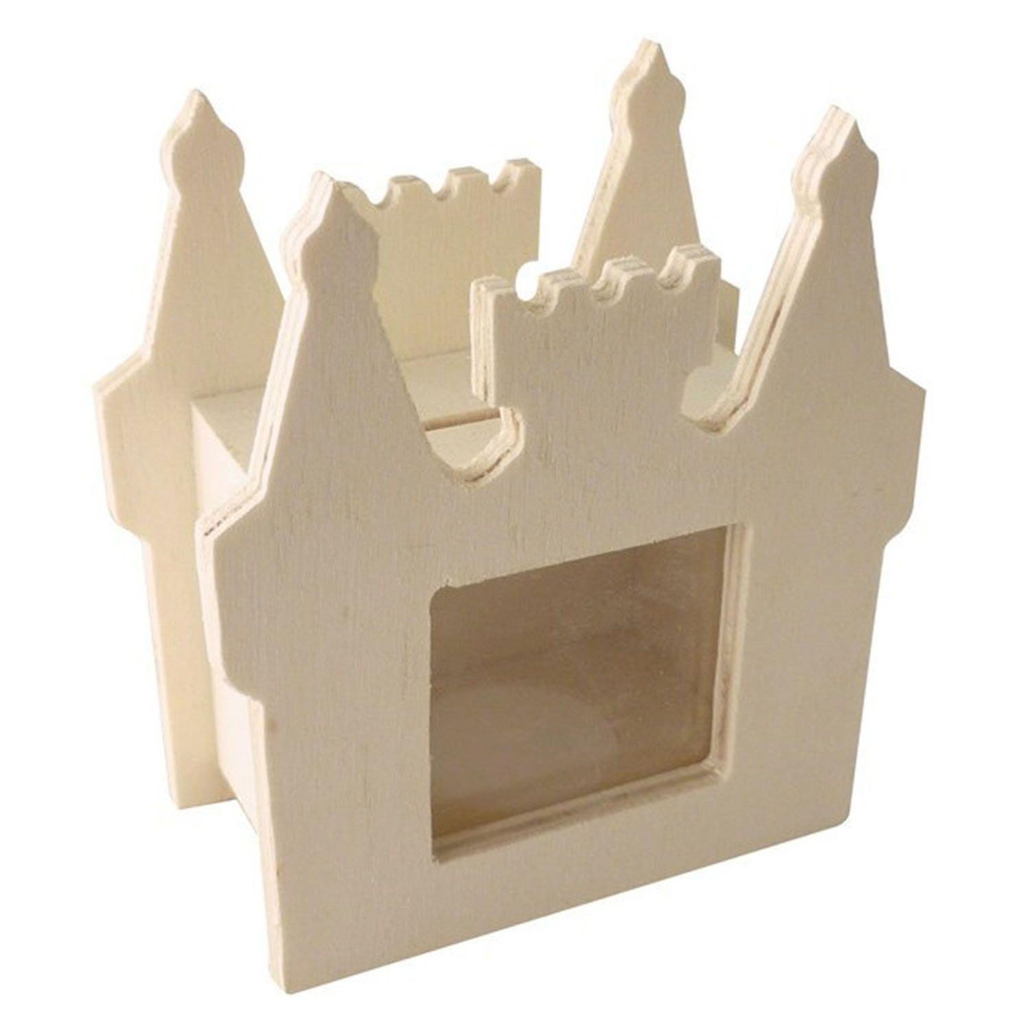 Graine Créative Wooden castle piggy bank 10.5 x 12 cm Beige 10,5 x 9,5 x 5 cm