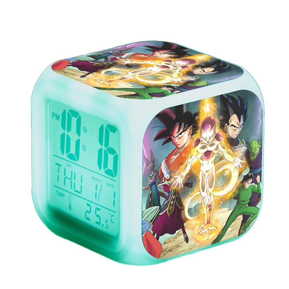 Eocici Dragon Ball Led Digital Alarm Clock 7 Colorful Light Bedroom Decoration With Time,temperature,alarm,date For Kids Gifts A