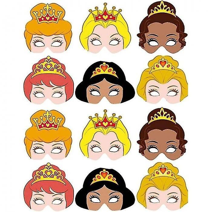 Generic Princess Card Party Mask (Pack of 12) Multicoloured One Size