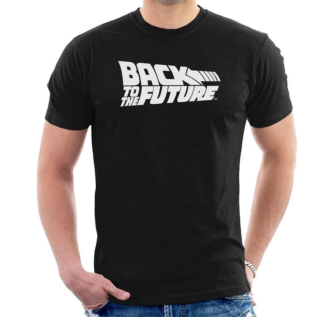 Back to the Future White Logo Men's T-Shirt Black X-Large