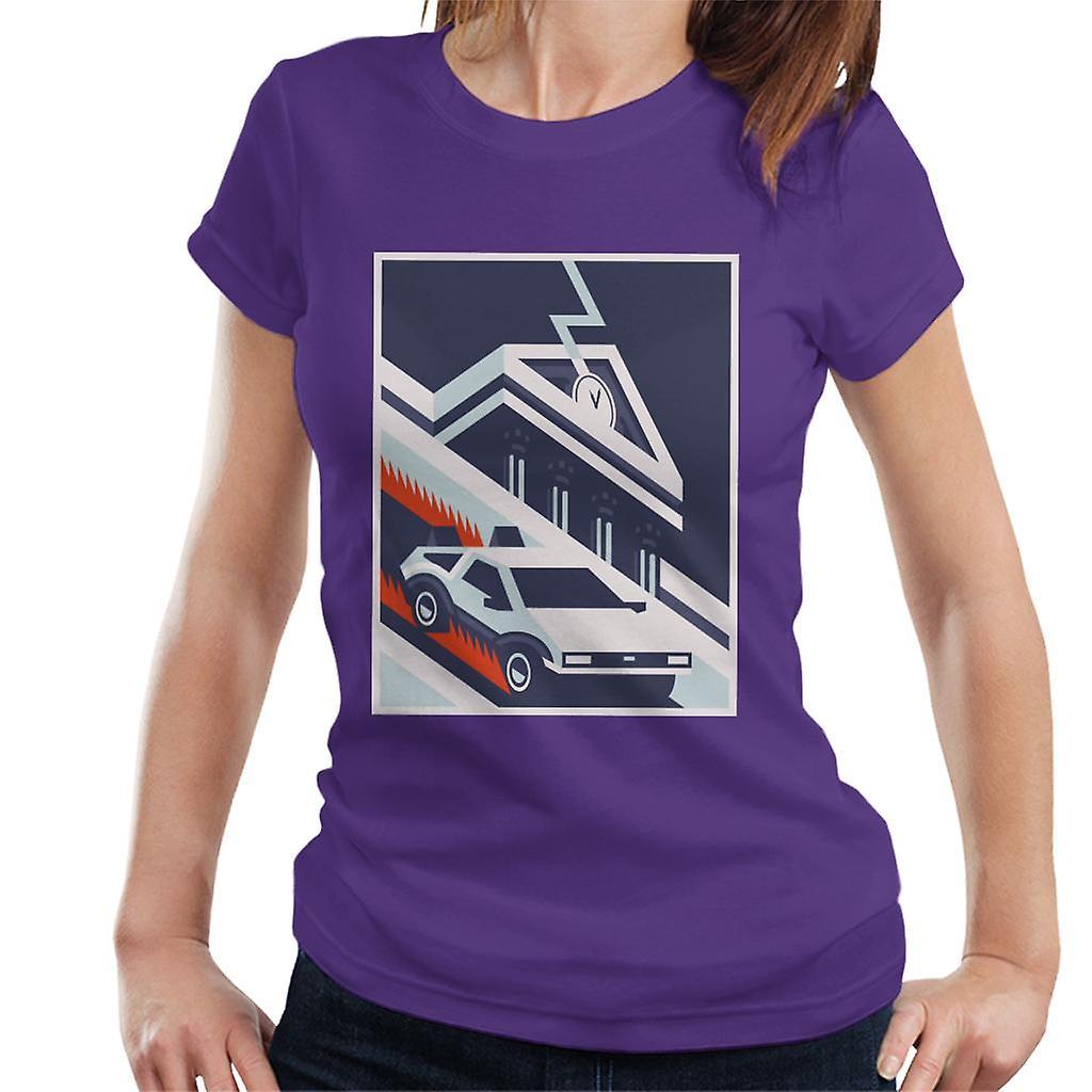 Back to the Future Delorean By Hill Valley Women's T-Shirt Purple Medium