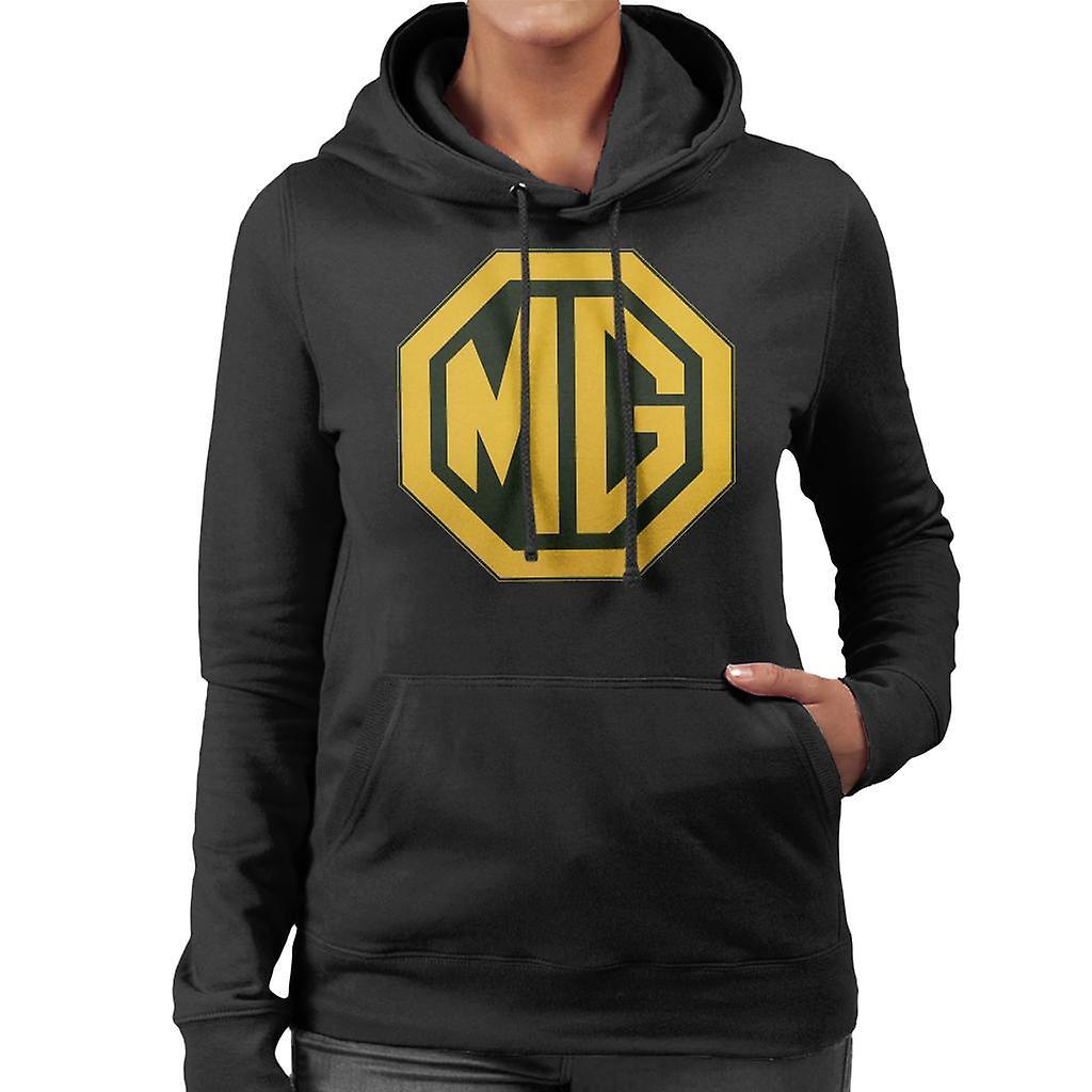 MG Gold Logo British Motor Heritage Women's Hooded Sweatshirt Black Medium