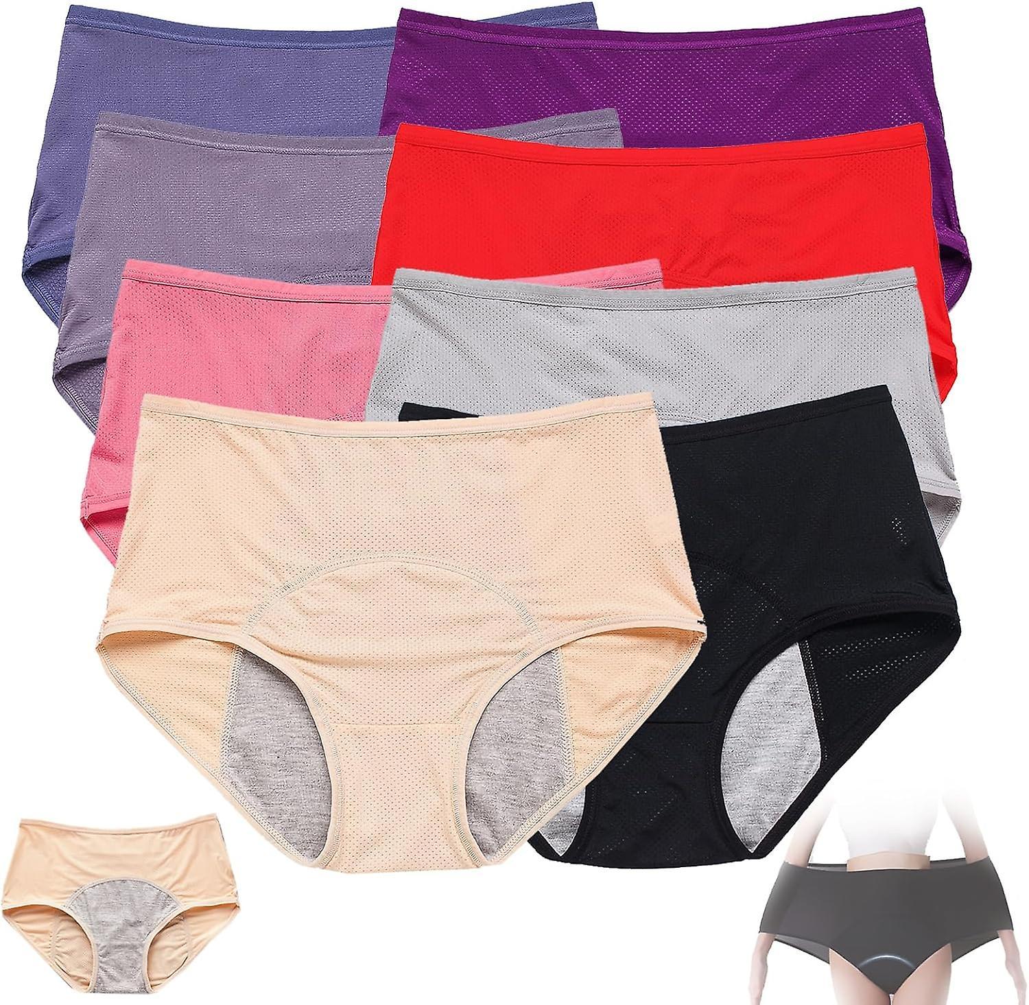 Maromalife Womens Leakproof Underwear, Leakproof Underwear for Women, Ladies Underwear Panties Leak Proof High Waist 8pcs-a L 40-55KG