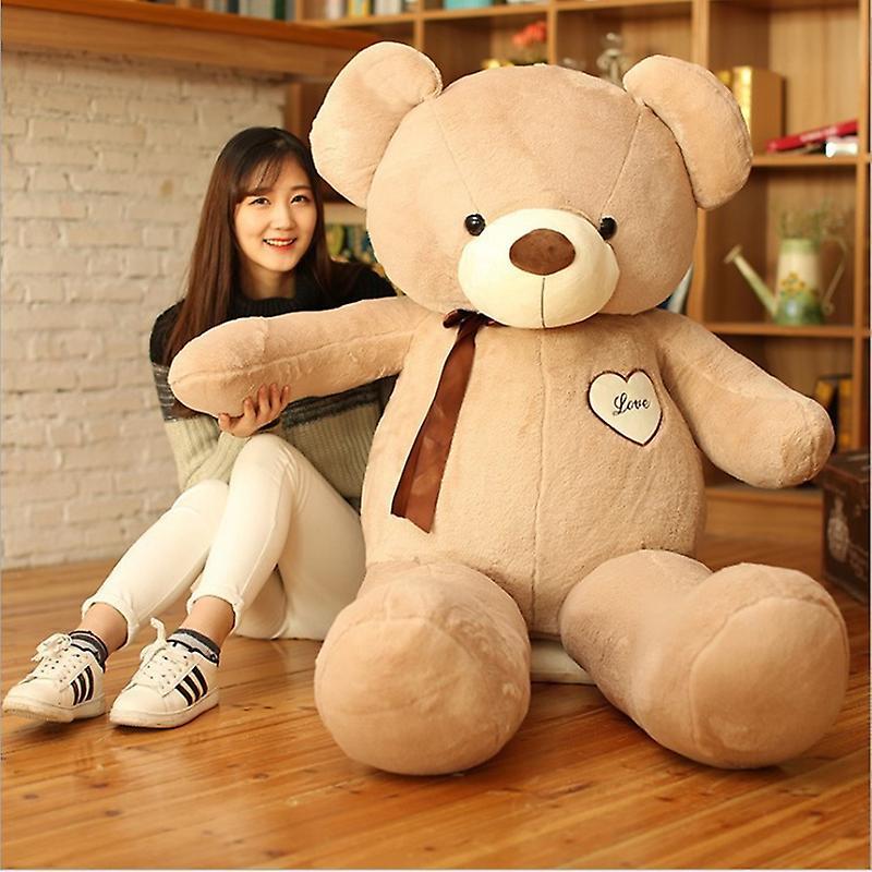 unbrand 60/80/100/120/140cm Giant Teddy Bear Plush Toys Soft Teddy Bear Stuffed Doll Big Human Size Teddy Khaki 120cm