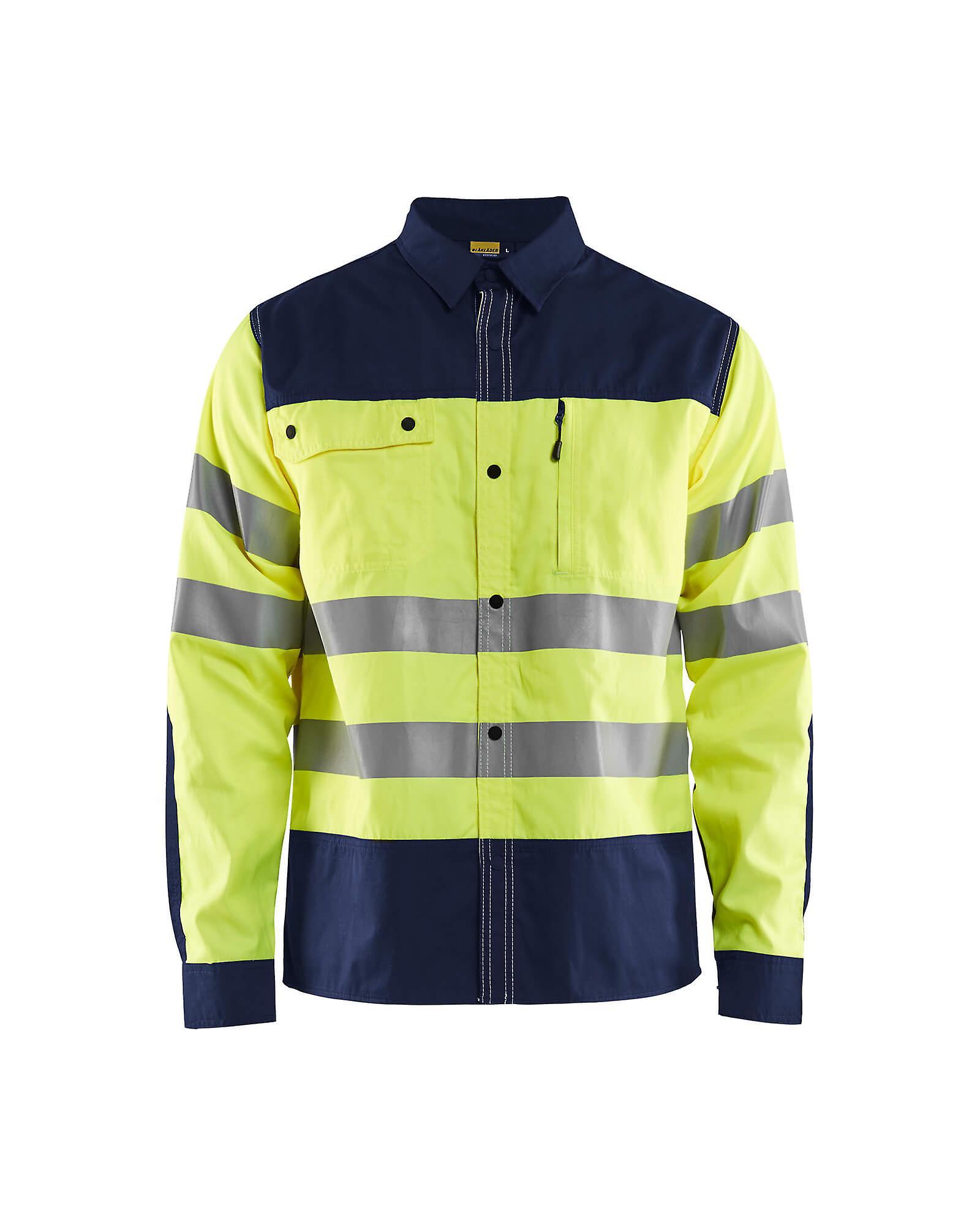 Blaklader 3255 hi-vis shirt reflective - mens (32551817) Yellow/navy blue 4xl