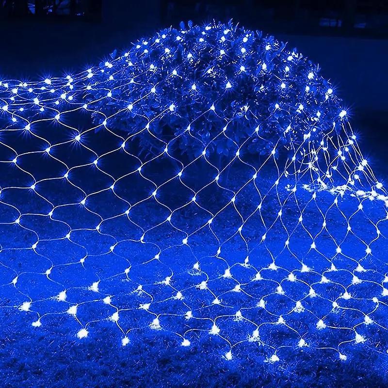 2023 Curtain Light Led Fairy String Net Mesh Christmas Party Wedding New Year Garland Outdoor Garden Decoration Solar String Lights Blue light