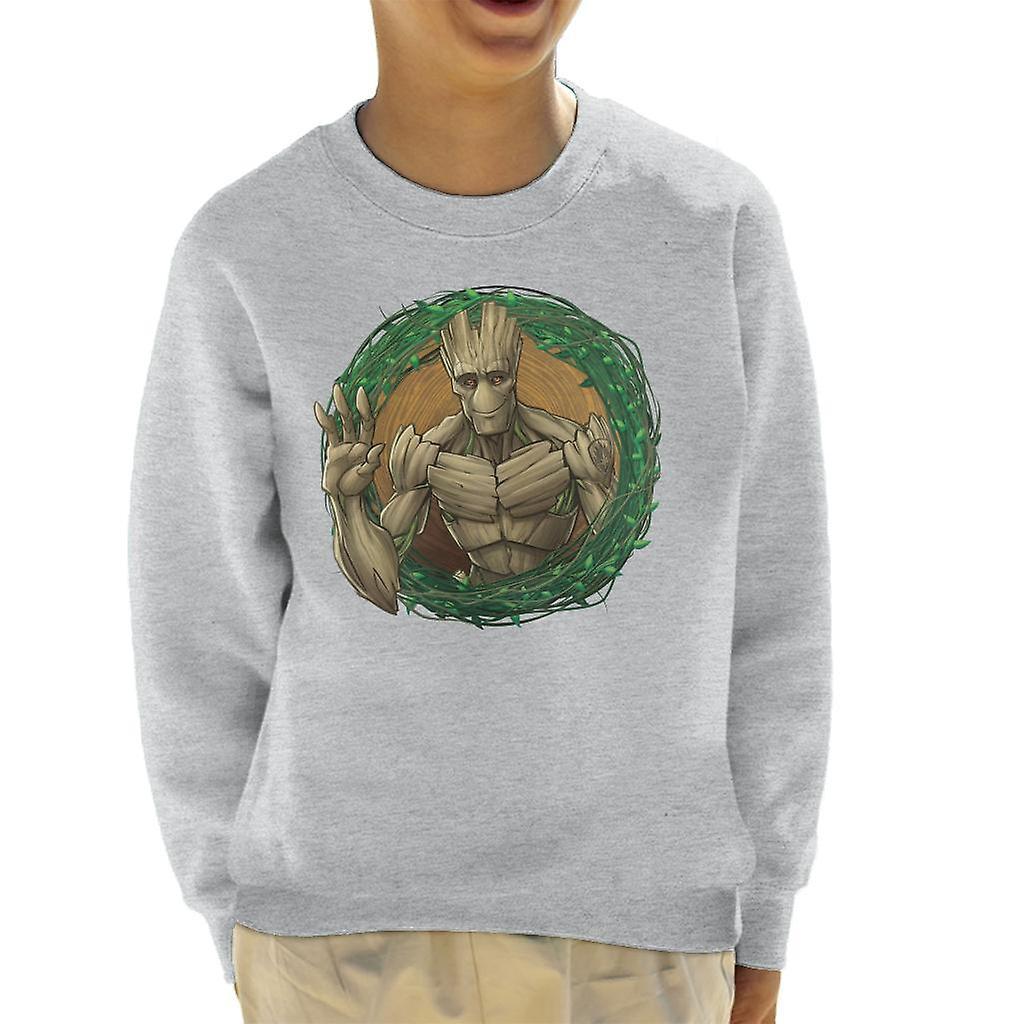 Marvel Guardians Of The Galaxy Groot Wave Kid's Sweatshirt Heather Grey X-Large (12-13 yrs)