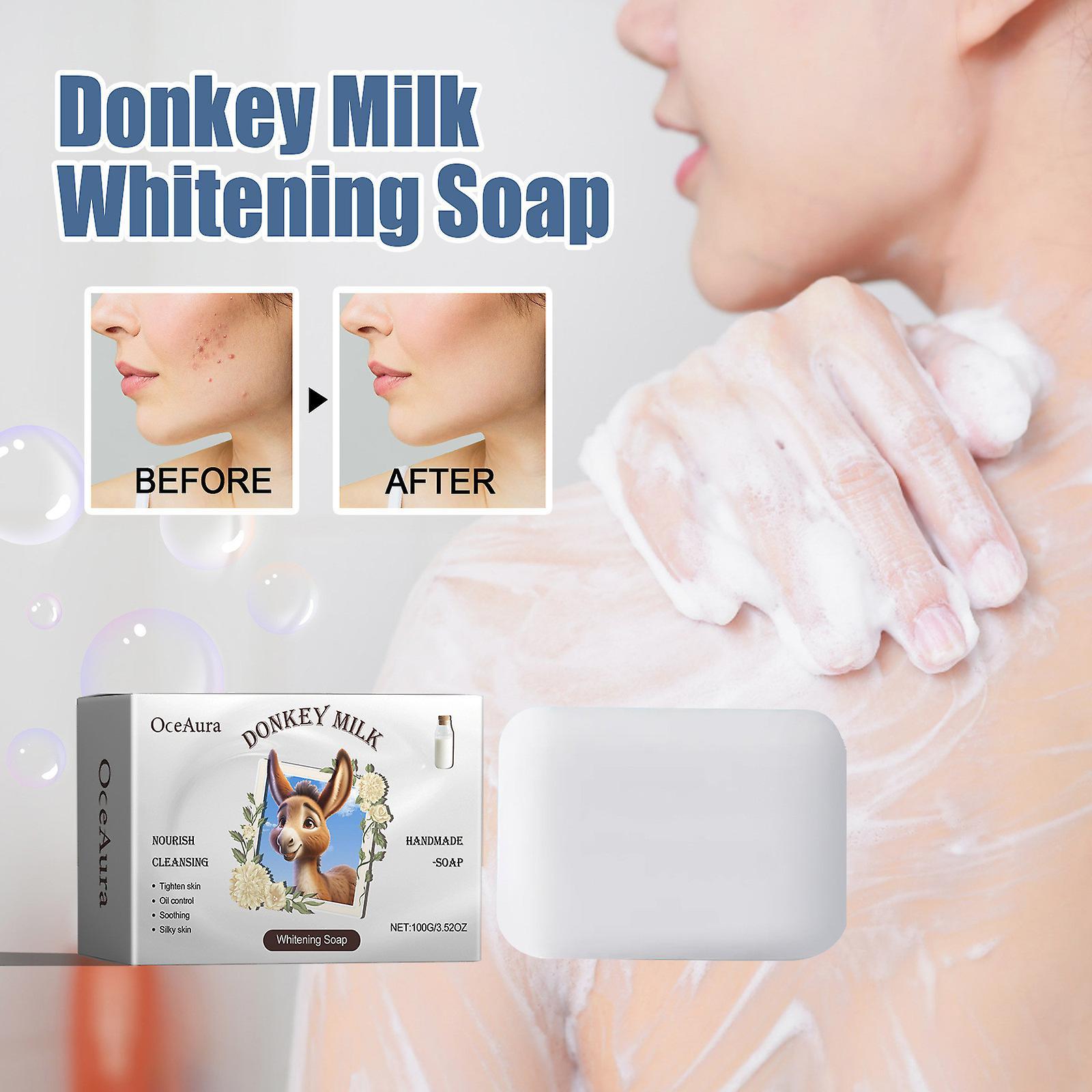 Kakanwo Donkey Milk Whitening Soap Donkey Milk Soap Natural Moisturizing The Skin Prevents Wrinkles Youthful And Beautiful White Free Size