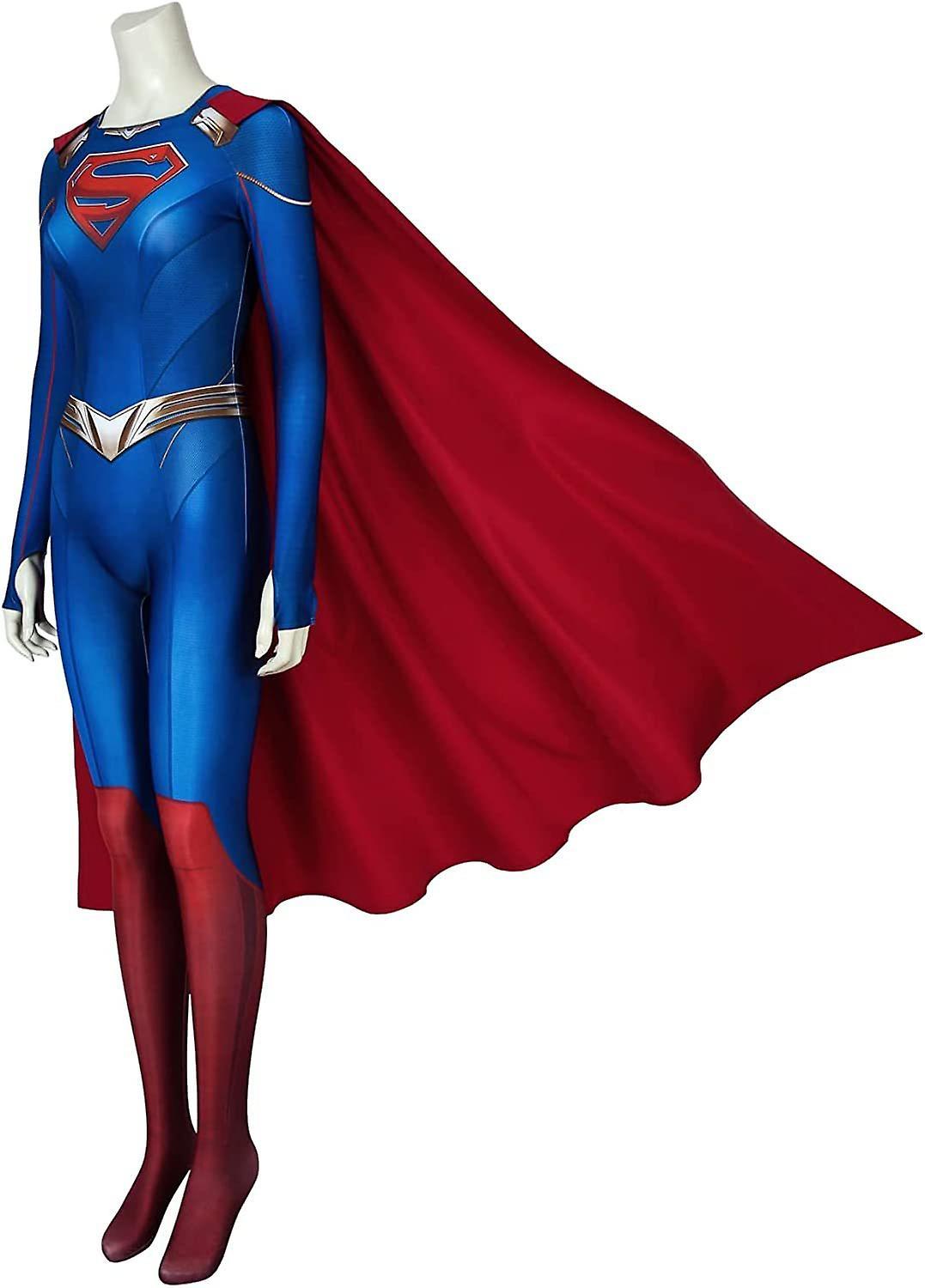 Ssyd 2023 New Women's Superman And Lois Cosplay Costume Bodysuit Zentai Tight Jumpsuit + Cape