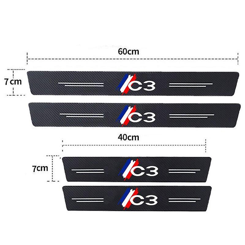 Vehicles Parts For Citroen C3 Emblem Carbon Fiber Auto Door Threshold Sill Scuff Plate Decals Protector Stickers Pedal Guards Car Accessories Vehic...