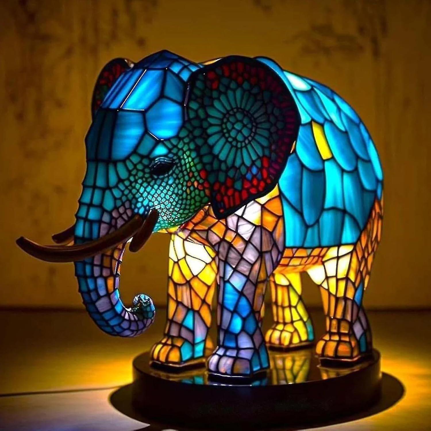 Mingerda Stained Glass Lamp | Animal Table Lamp Series | Simulation Animal Table Light Desktop Decoration | Vintage Animal Table Lamps | Animal Lam...