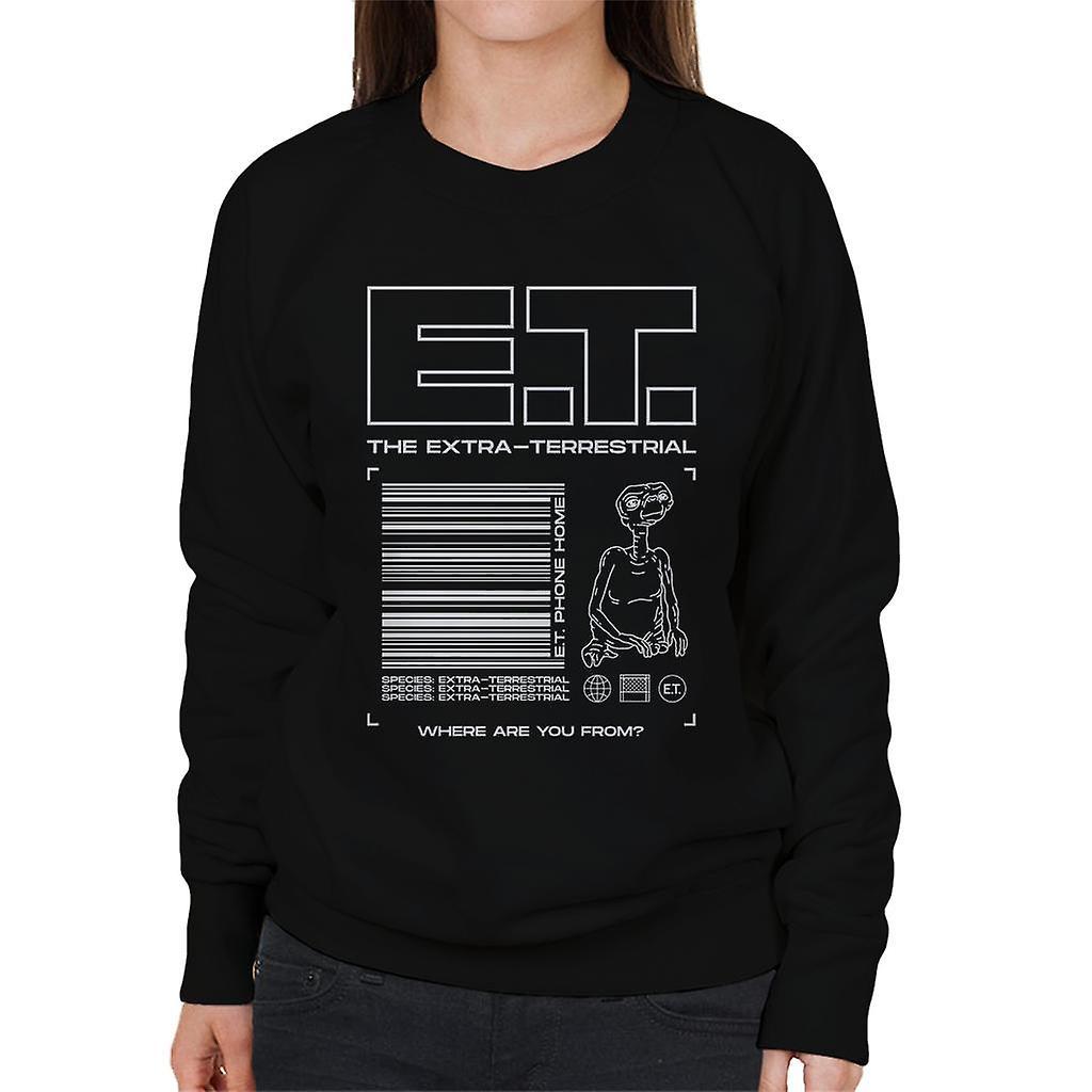 E.T. E.T. The Extra Terrestrial Where Are You From Women's Sweatshirt Black XX-Large