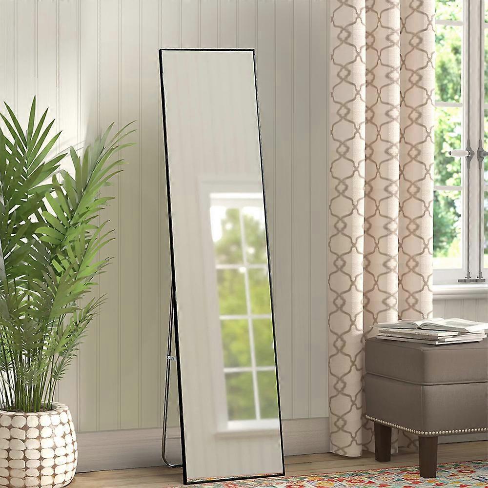 Living And Home 150cm Black Slim Frame Freestanding Wall Mounted Mirror