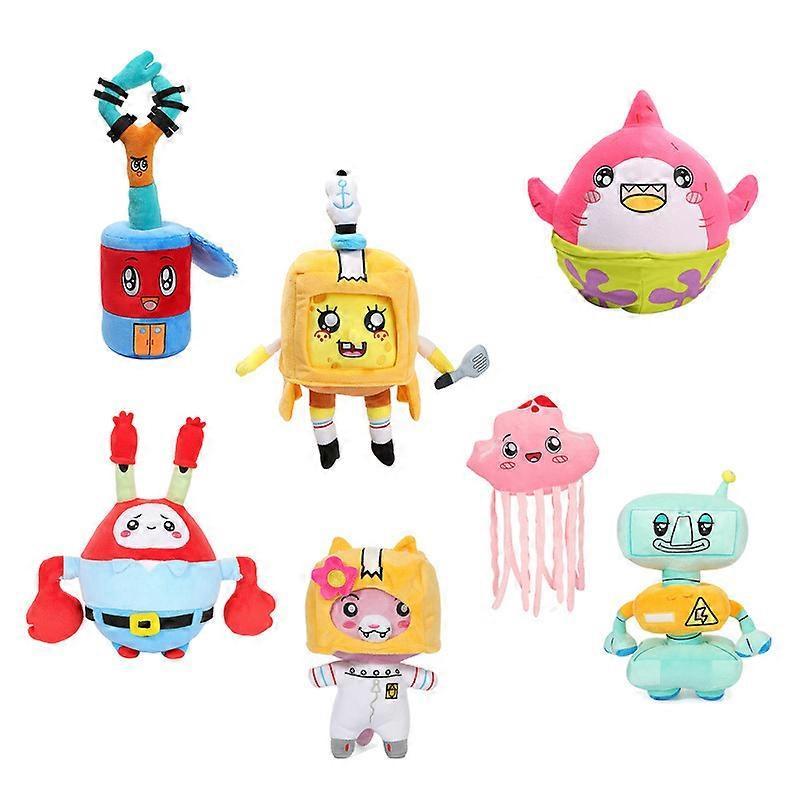 Bagadawang SpongeBob Lankybox Stuffed Animals Plush Toy Foxy Boxy Rocky Shark Robot Doll Children's Gift Ocean Foxy