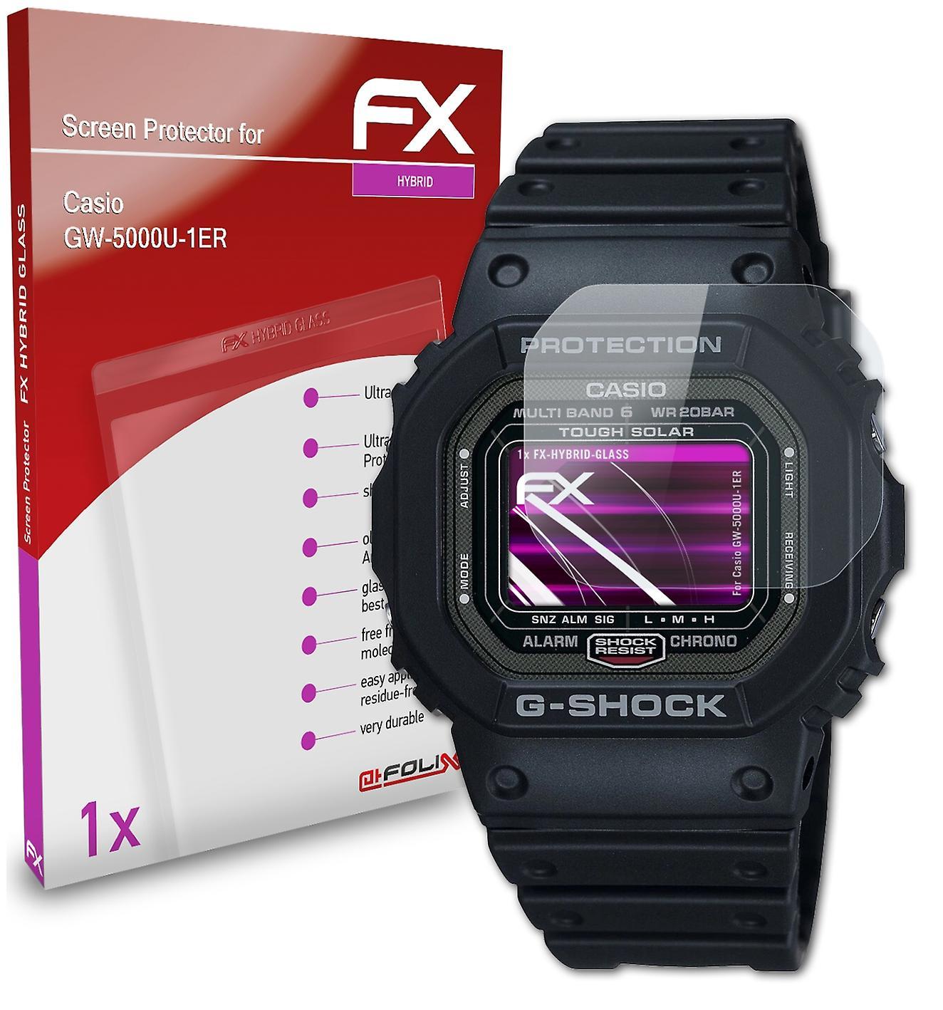 atFoliX armored film compatible with Casio GW-5000U-1ER glass film 9H protective armor 03 FX HYBRID GLASS