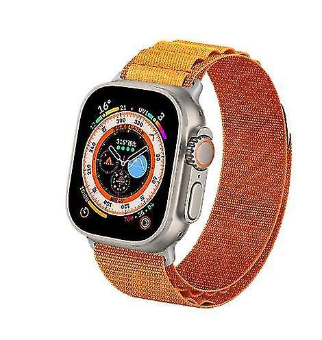 Wtowin Alpine Loop Compatible Apple Watch Ultra 49mm Men Women Nylon Sport Solo Loop Rugged Strap With Titanium G-hook Orange