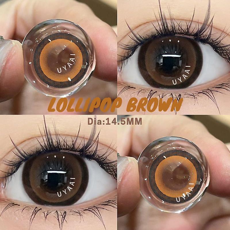 Visgaler Colored Contact Gray Brown Lenses Yearly Use Summer Colorcon 14.0mm Big Eyes Purple Blue Soft Pupils For Fast Delivery Lollipop Brown