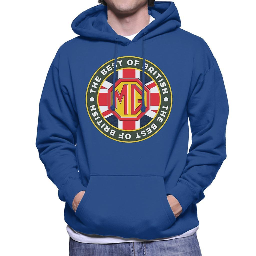 MG The Best Of British Motor Heritage Men's Hooded Sweatshirt Royal Blue Medium