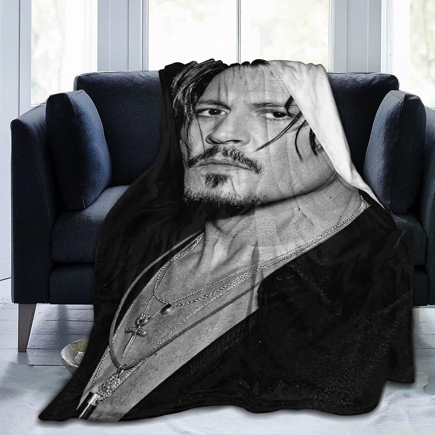 Kerota Johnny Depp Throw Blanket Super Soft Comfy Flannel Blanket Plush Blanket for Sofa Chair Bed Couch 50x40in 125x100cm