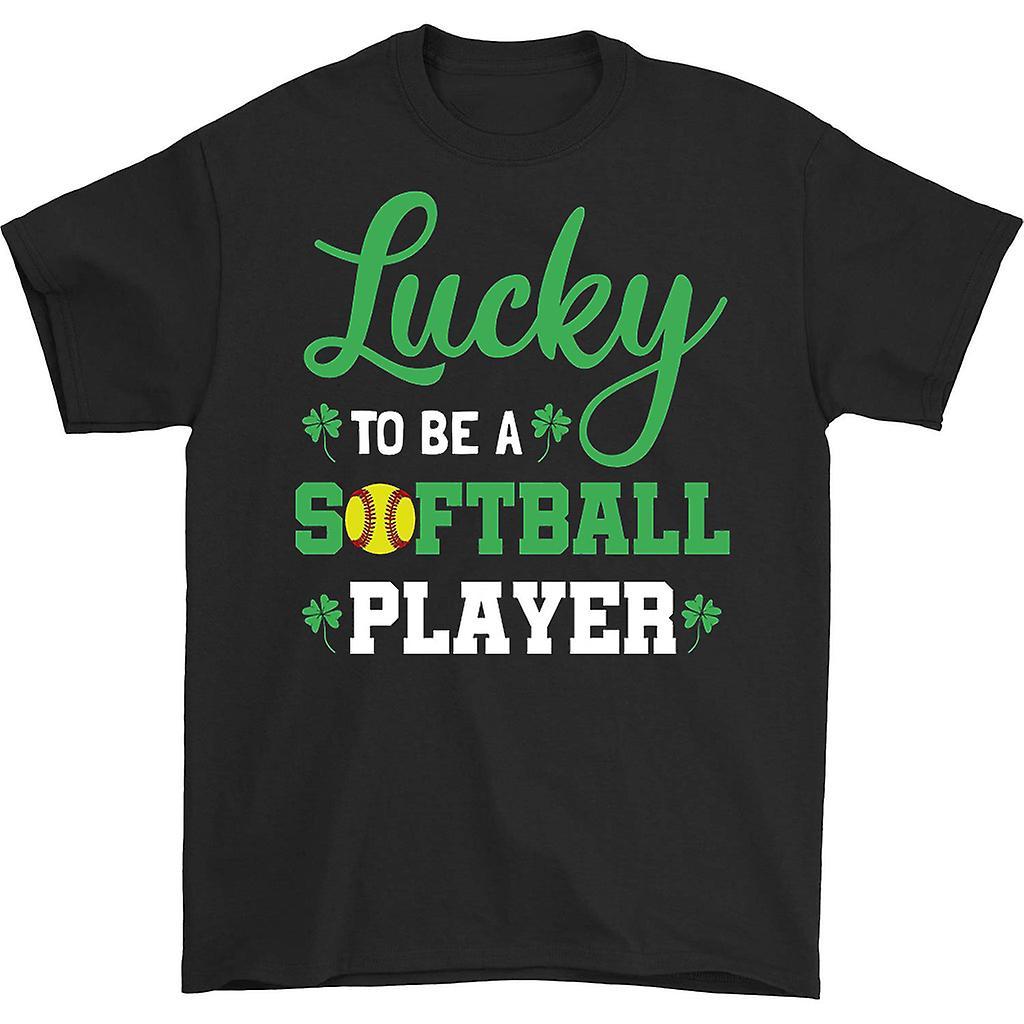 HISHARK Lucky to be softball player t-shirt Black XL