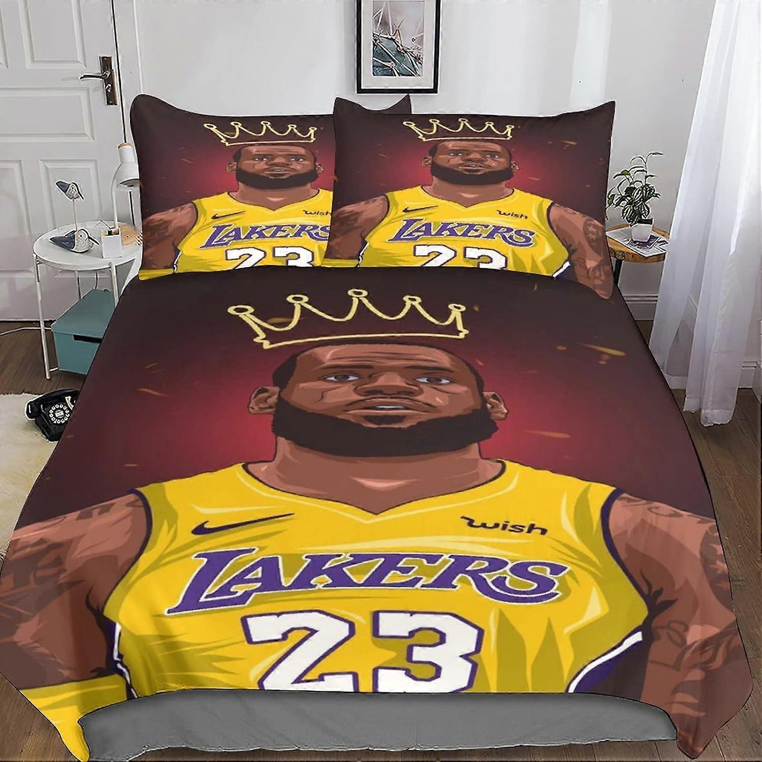 Kerota Lebron James Duvet Cover Bedding Set, Basketball Duvet Cover and Pillowcase with D Print, Duvet Cover for Men Women 135*200 CM Single135x200cm