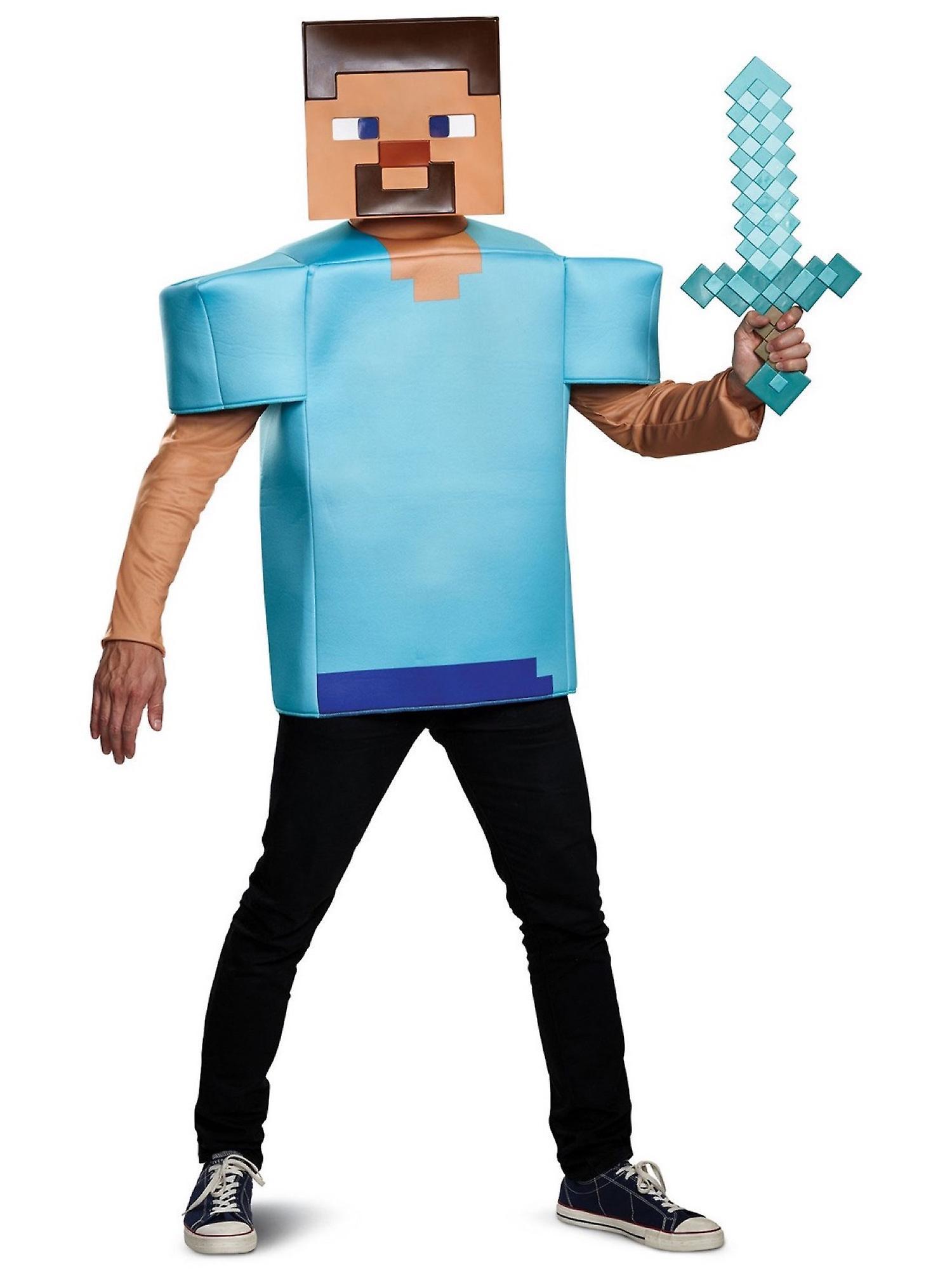 Disguise Steve Classic Mojang Minecraft Player Video Game Dress Up Mens Costume L-XL Blue X-Large (42-46)