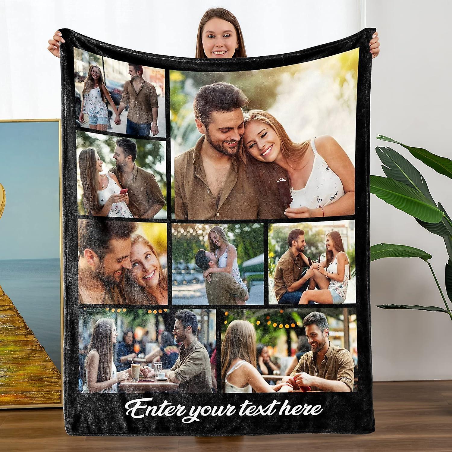 LINCMAN Personalized Blankets For Valentine Christmas Day Birthday Gifts For Her Him Husband Wife, Blanket With Pictures To Couples Boyfriend Grilf...