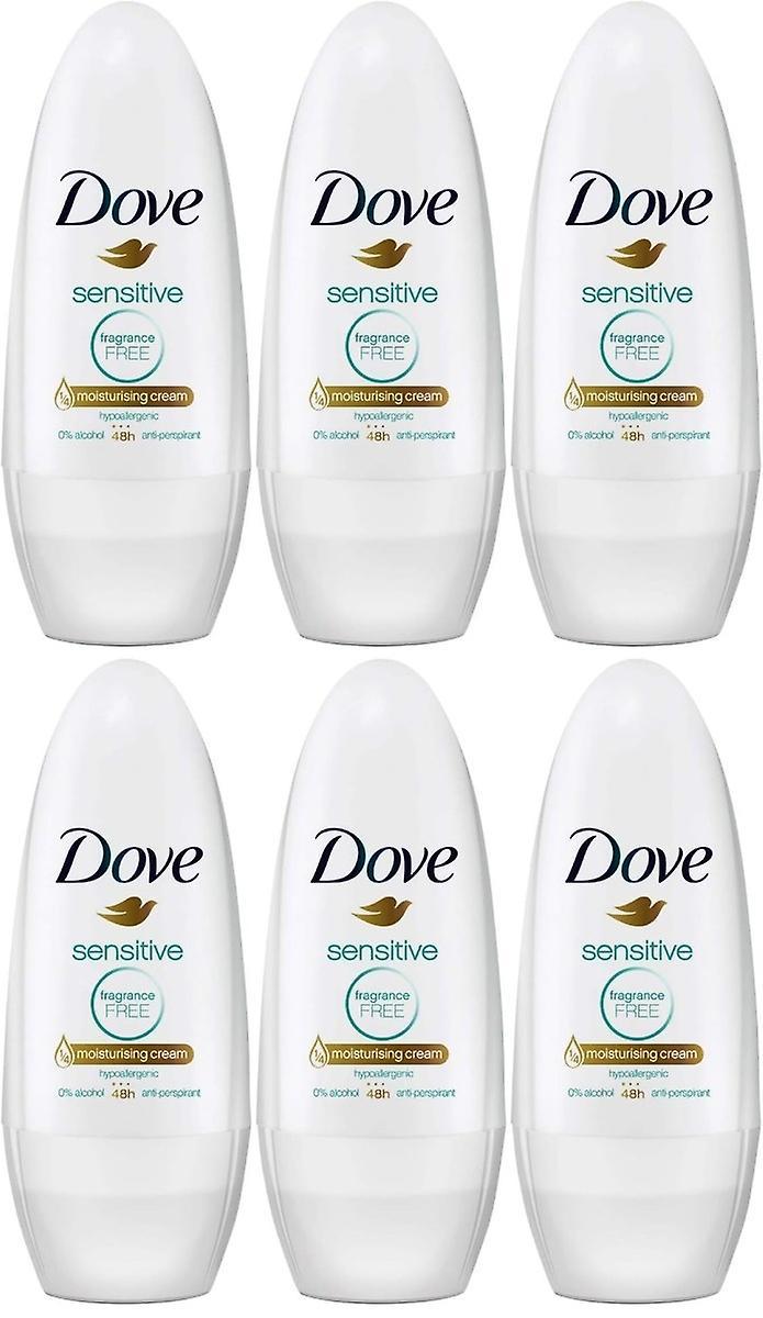 6 x Dove 48H protection Anti-perspirant Roll On 50 ml - Sensitive