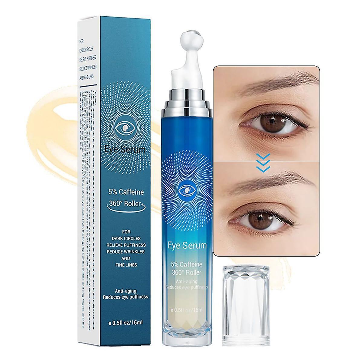 Hoh 5% Caffeine Eye Serum, Caffeine Eye Cream With 360 Massage Roller, Anti-aging Hydrating Eye Serum, Eye Roller Serum For Dark Circles Puffiness ...