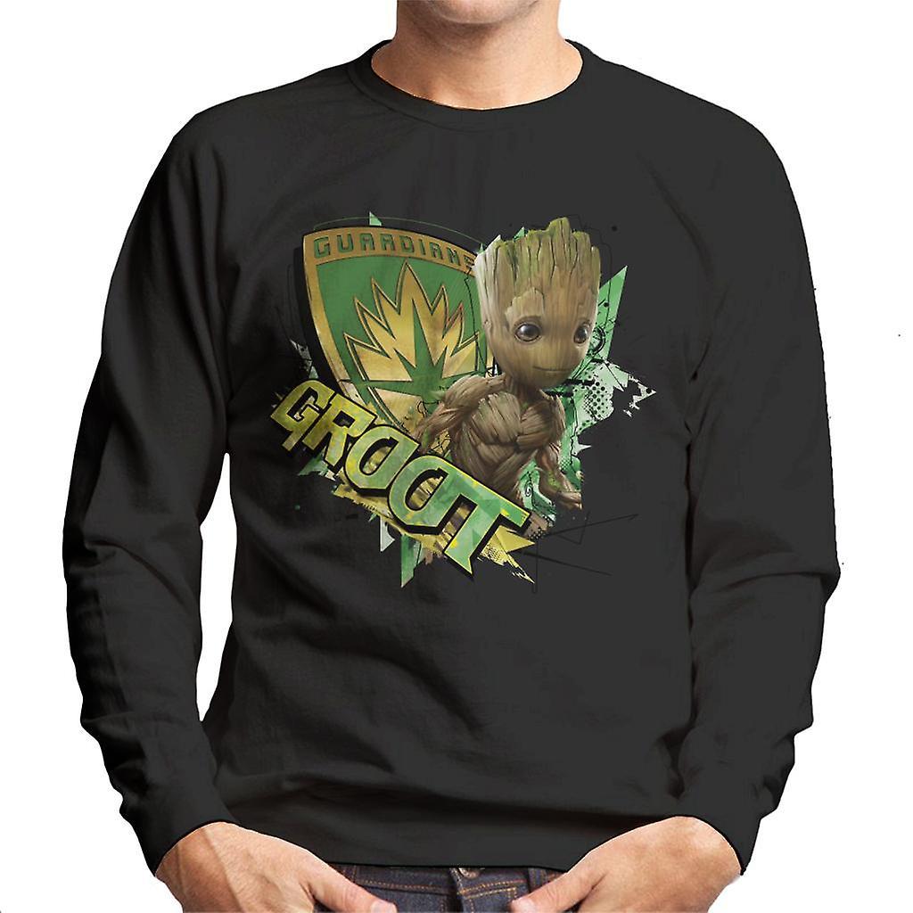 Marvel Guardians Of The Galaxy Vol 2 Shield Groot Men's Sweatshirt Black Medium