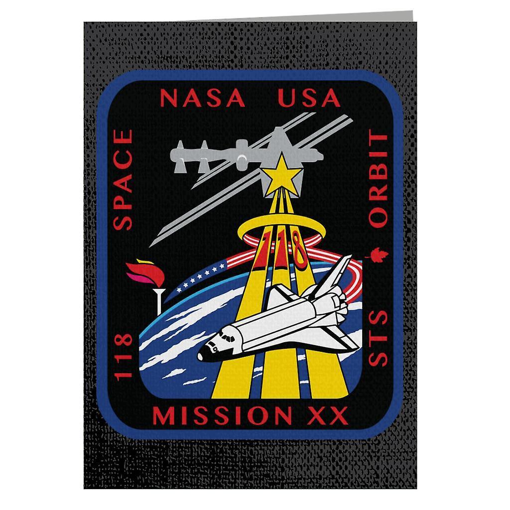 NASA STS 118 Space Shuttle Endeavour Mission Patch Greeting Card Black 14.5 x 21cm