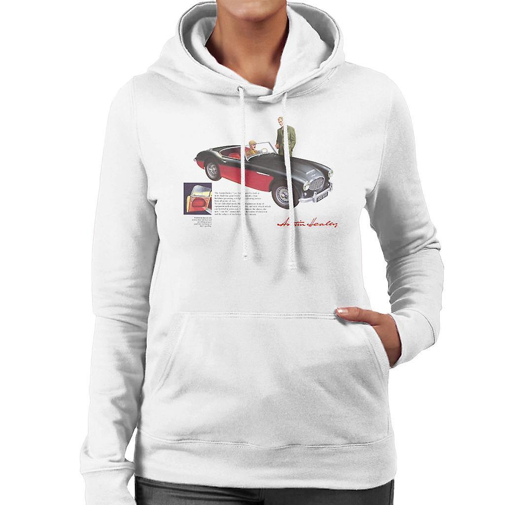 Austin Healey Black 100 Six British Motor Heritage Women's Hooded Sweatshirt White XX-Large