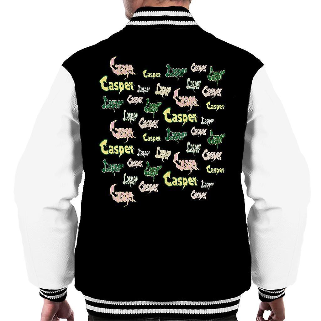 Casper The Friendly Ghost Logo Fonts Men's Varsity Jacket Black/White X-Large