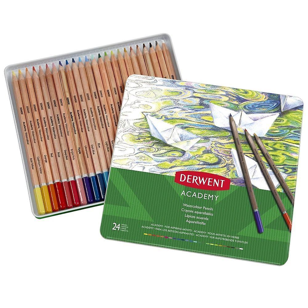 Pack of Derwent Academy Watercolour Pencils Tin - 24