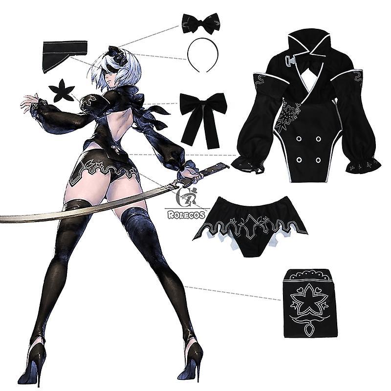 Bicaco Nier 2b Cosplay Costume Anime Nier Reincarnation 2b Cosplay Costume For Woman Uniform Halloween Cosplay Outfit S-NieR Reincarnation