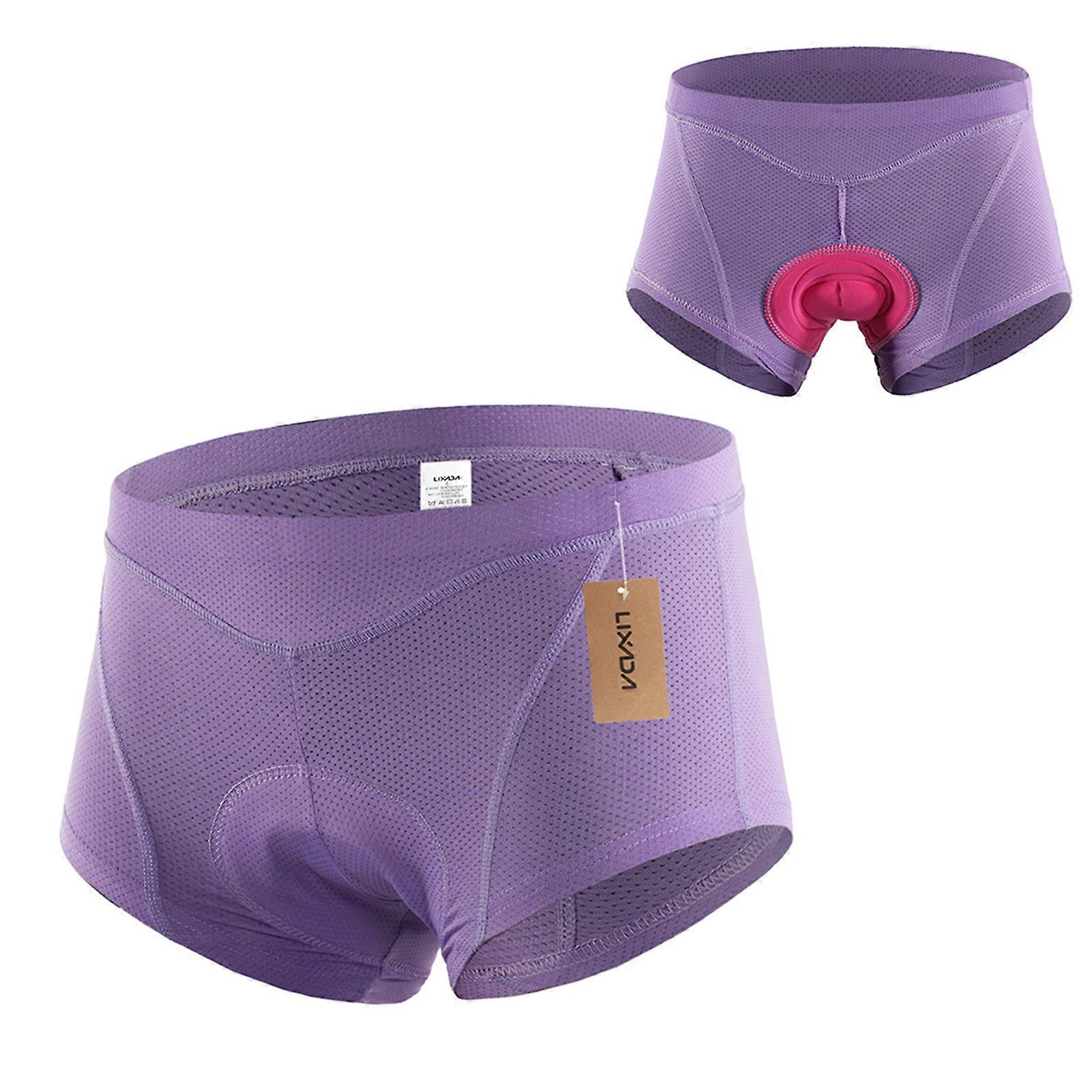 Lixada Women Bike Underwear 3D Gel Padded Bicycle Briefs MTB Cycling Biking Underwear Shorts Purple XL