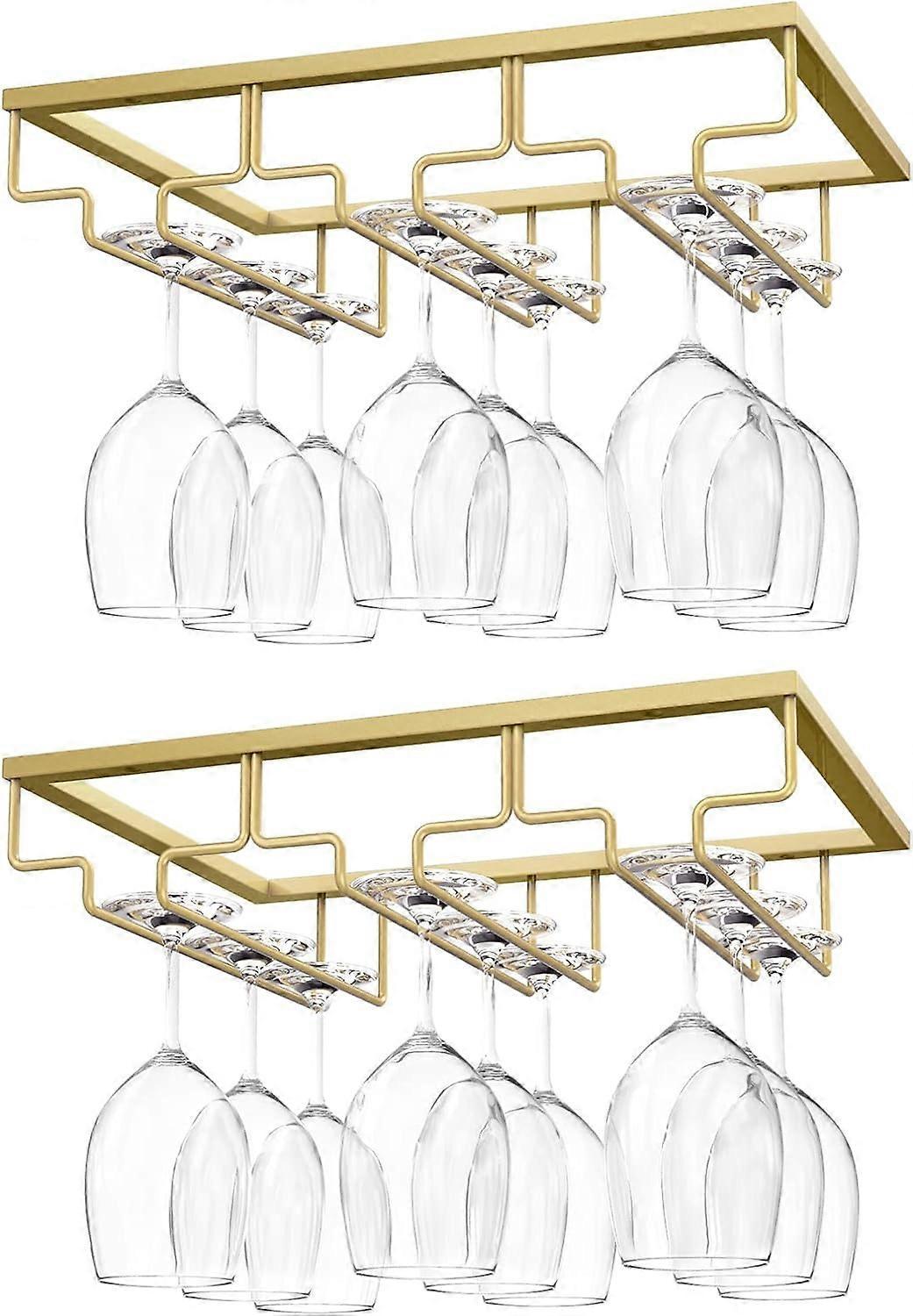 Shmshng 2 Pack Wine Glass Rack,3 Rows Wine Glass Holder Storage Hanger for Bar Kitchen Cabinet