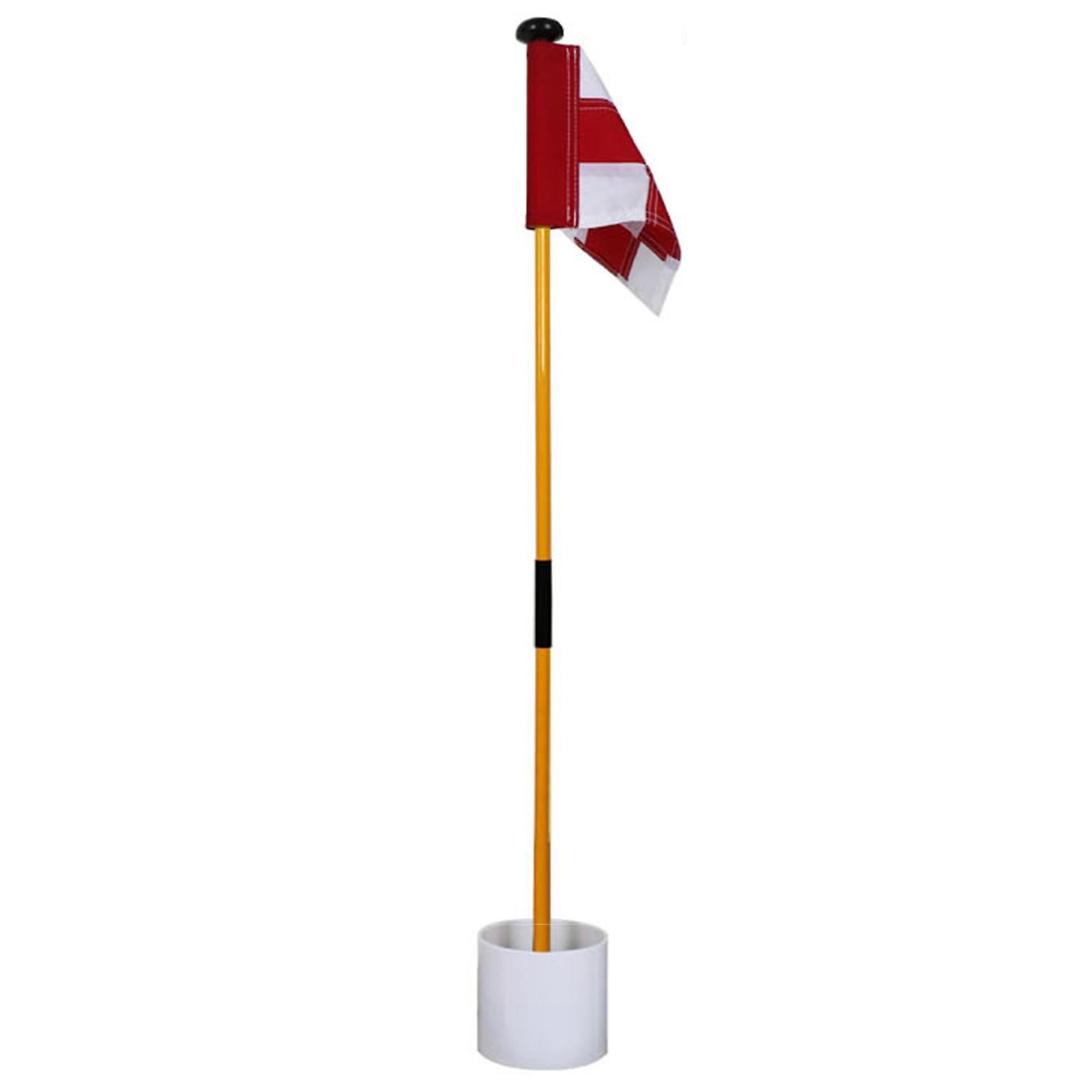 Bigougem Golf Flagpole Detachable Multifunction Plastic Backyard Practice Golf Hole Pole Cup Flag Stick Red-White