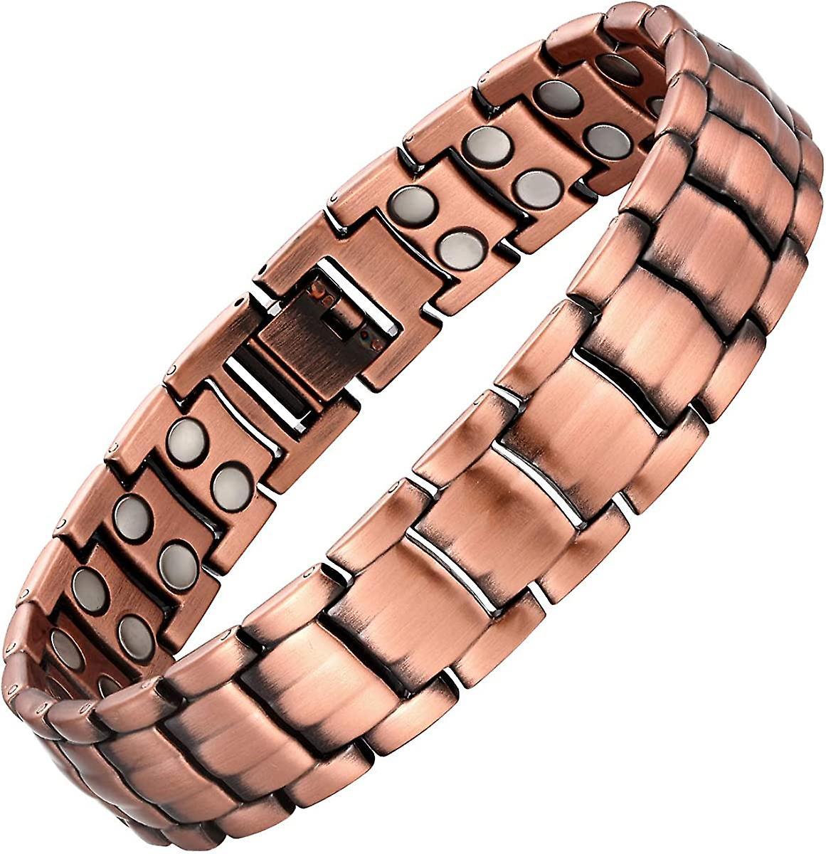 Baicccf Men Copper Bracelet Wide Magnetic Therapy Bracelet For Relieve Arthritis Pain 99.9% Copper Bracelet With Strong Magnets 9" Link Adjustable ...