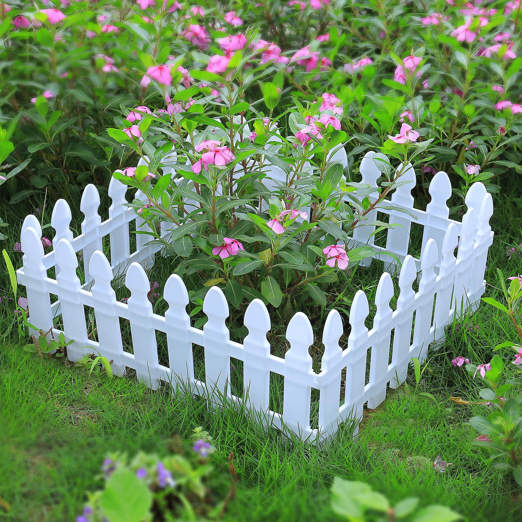 Living And Home Garden Border Fences Set of 4 Plastic Picket Garden Fence Path Border