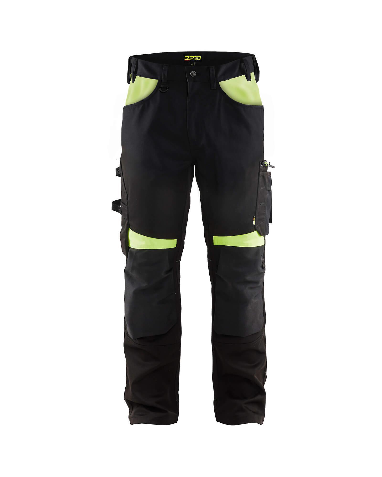 Blaklader 1556 craftsman work trousers - mens (15561860) - (colours 1 of 3) Black/yellow