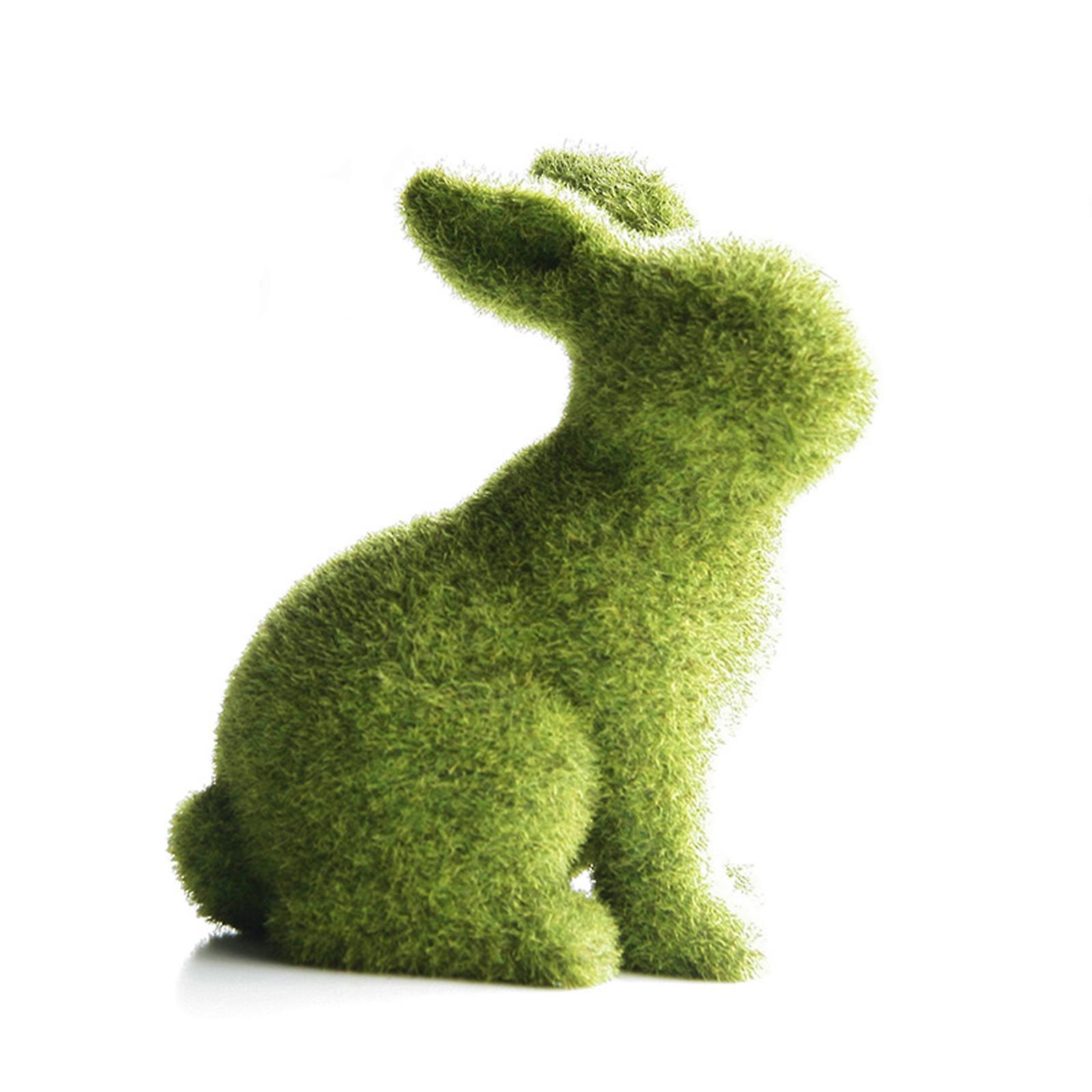 Favrison Easter Furry Flocking Bunny Garden Decorations Artificial Moss Bunny Easter Decoration Figurines Table Decorations Style 1